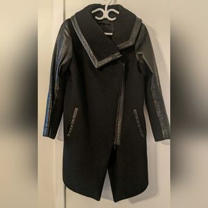 Leather and Wool Coat - Size Small, Danier